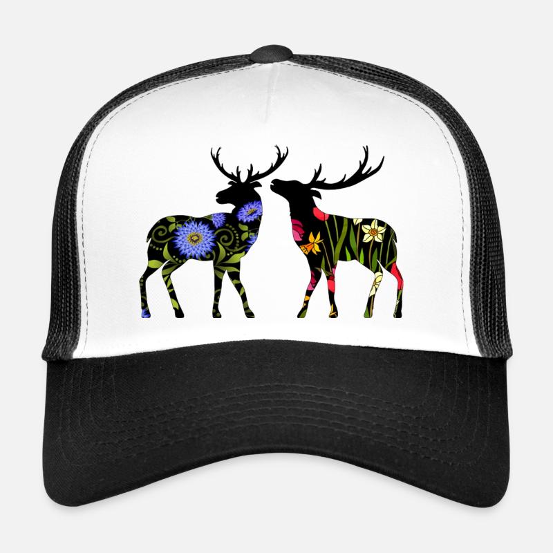 Hirsch - Trucker Cap - Weiß/Schwarz