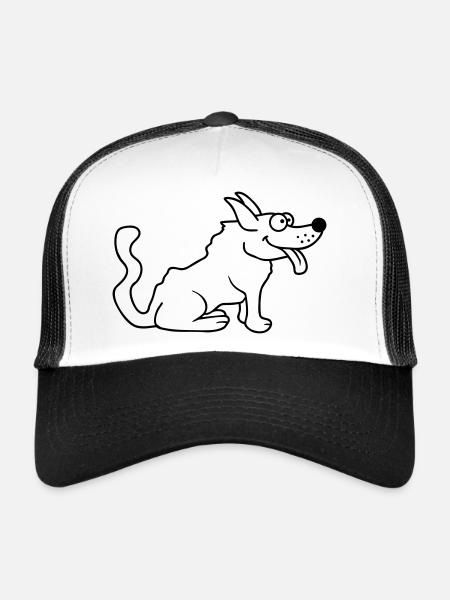 Cher chien tire la langue joyeusement - Casquette trucker  - blanc/noir - Devant