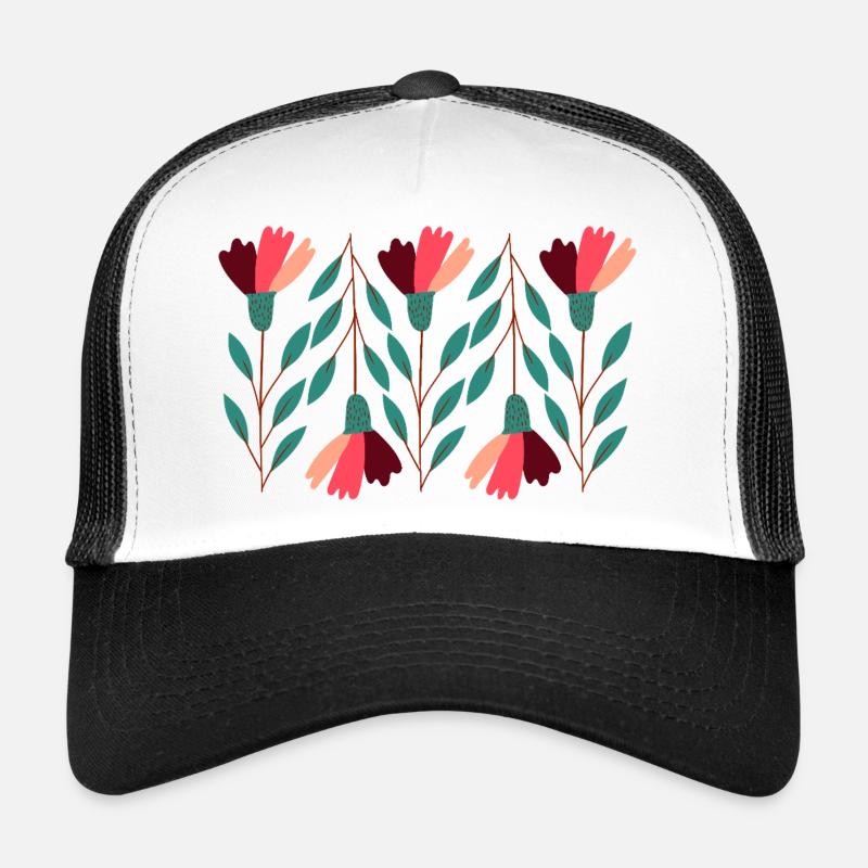 Flower Power - Trucker Cap - Weiß/Schwarz