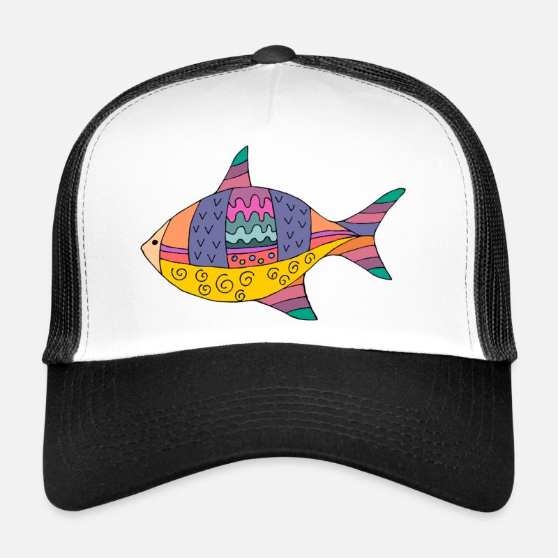 Poisson - Casquette trucker  - blanc/noir