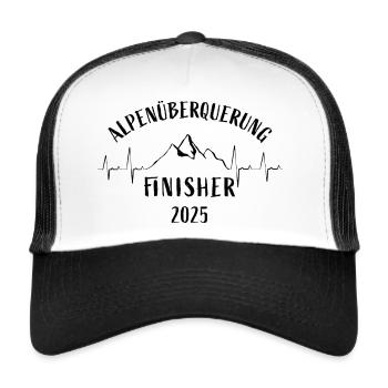 Alpenüberquerung Finisher 2025 - Geschenk Transalp - Trucker Cap - Weiß/Schwarz - Vorne