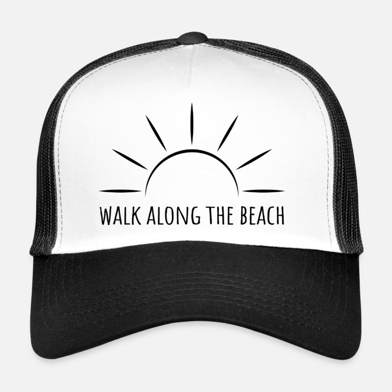 Walk along the beach black - Minimal Design - Trucker Cap - Weiß/Schwarz
