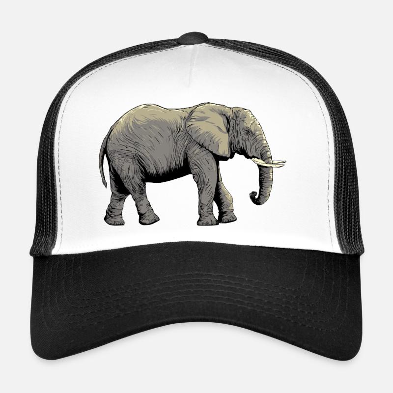 Individueller Elefanten-Design - Trucker Cap - Weiß/Schwarz