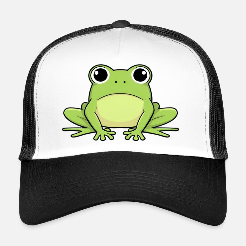 Happy Frog Cartoon Print Trucker Cap