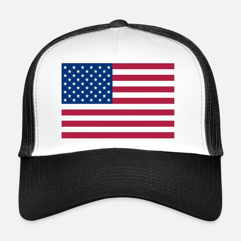 Dark Red American Flag Trucker Cap