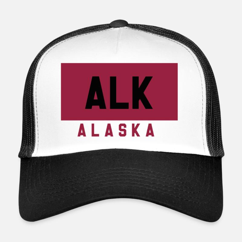 Typographie de l’Alaska en couleur rubis Casquette trucker 