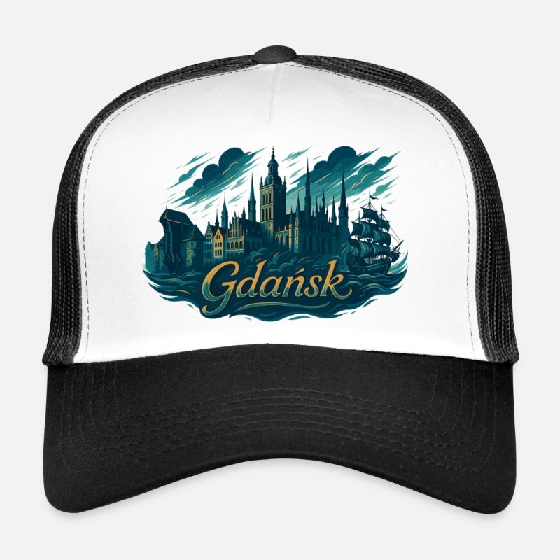Danzig Gdańsk maritime silhouette Poland gift Trucker Cap