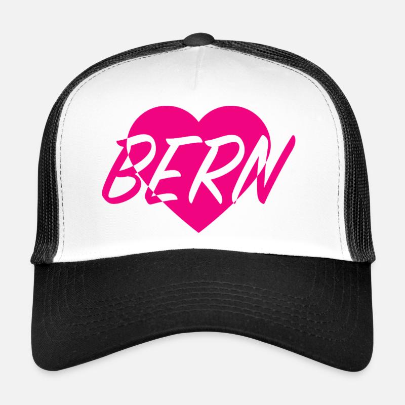 I LOVE BERN Heart Pattern Trucker Cap