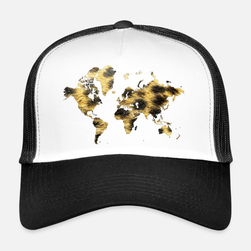 World Map Animal Pattern Trucker Cap