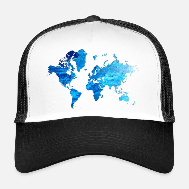 Weltkarte Eisblau Trucker Cap