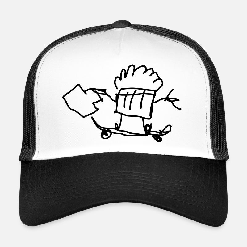 Skating Muffin with Suitcase - Trucker Cap - Weiß/Schwarz