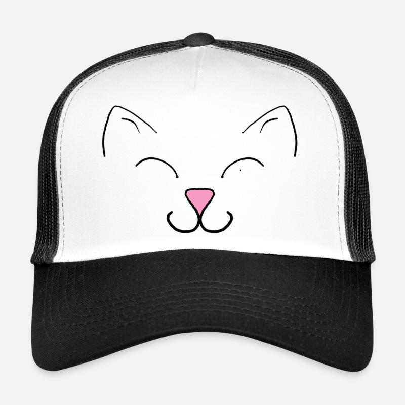 chat - Casquette trucker  - blanc/noir