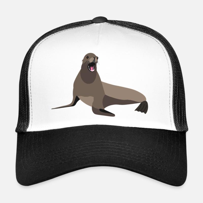 Seelöwenabdruck - Trucker Cap - Weiß/Schwarz
