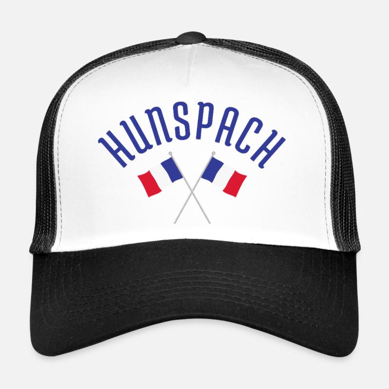 Emblème des drapeaux français croisés de Hunspach - Casquette trucker - blanc/noir