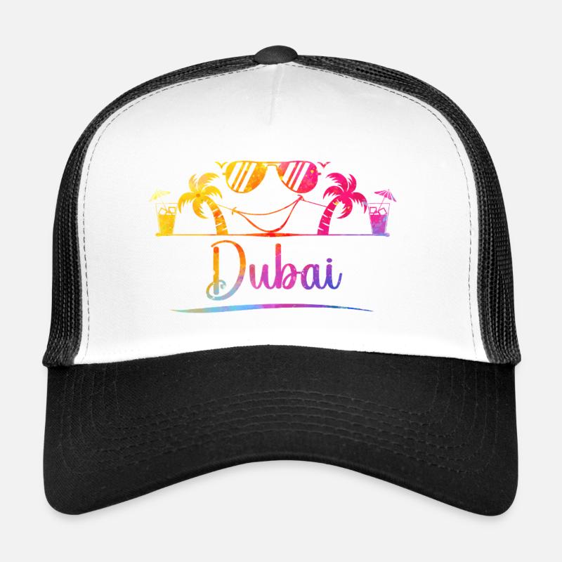 Dubai Palm Trees Summer Sunglasses Design Trucker Cap