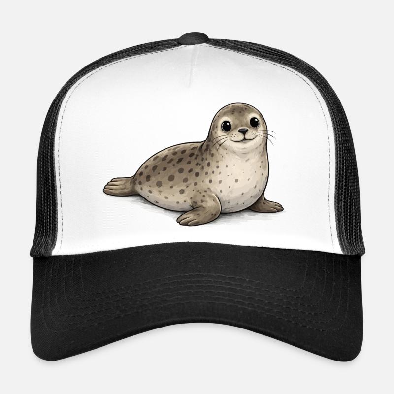 Seal Cartoon Cute Animal Pattern Trucker Cap