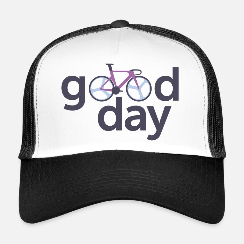 Logo typographique de la bicyclette Good Day - Casquette trucker - blanc/noir