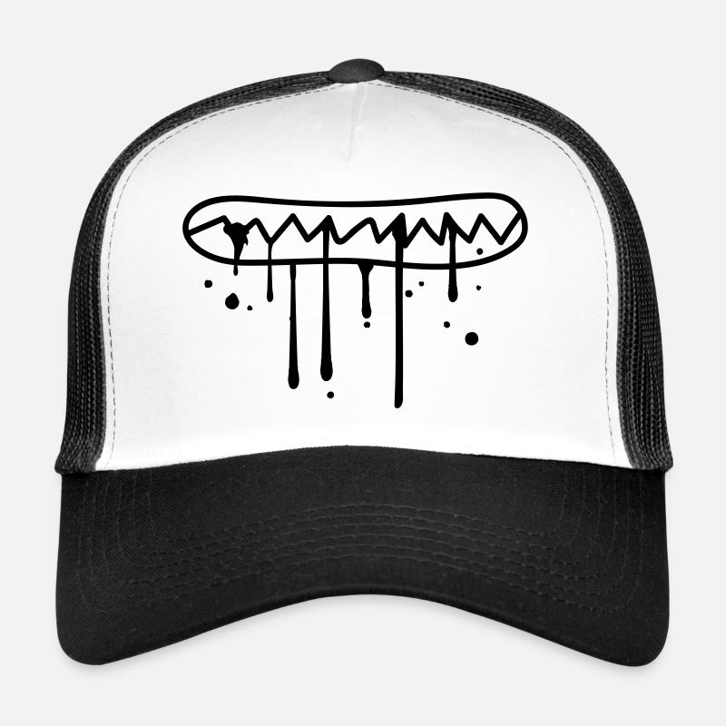 drool spit eat hunger face bite zaeh Trucker Cap