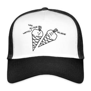 Eis - Was an der Waffel? - Trucker Cap - Weiß/Schwarz - Vorne