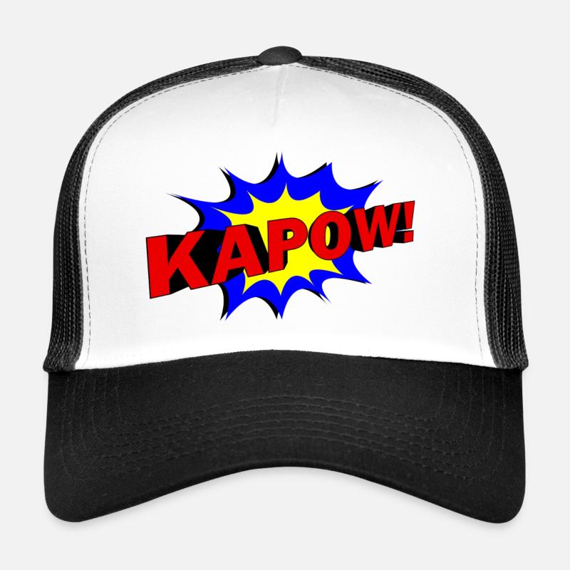 Slogan KAPOW! - Trucker Cap - Weiß/Schwarz