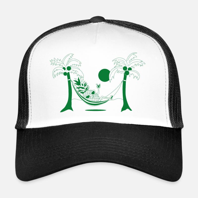 À la plage - Vert - Casquette trucker  - blanc/noir