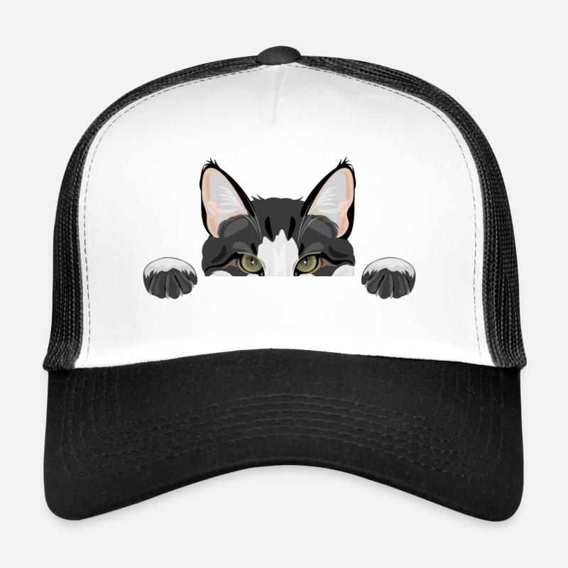 Peeping funny cat - Trucker Cap - white/black