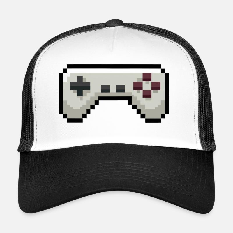 Pixelart Game Controller Gaming - Casquette trucker - blanc/noir