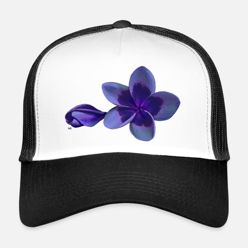 Black plumeria - Trucker Cap - white/black