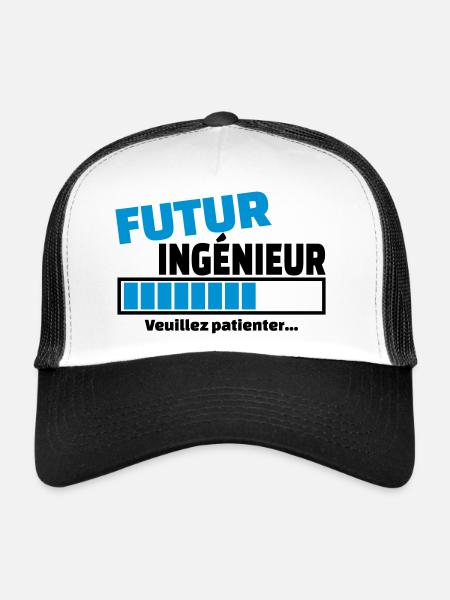 futur ingénieur - Casquette trucker  - blanc/noir - Devant