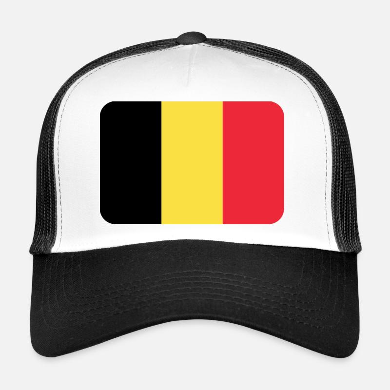 BELGIUM FLAG round corner 400 dpi Trucker Cap