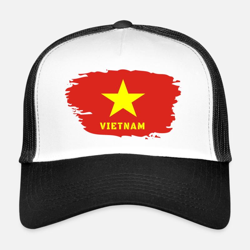 Vietnam Flagge / Geschenk Hanoi Asien Südostasien - Trucker Cap - Weiß/Schwarz