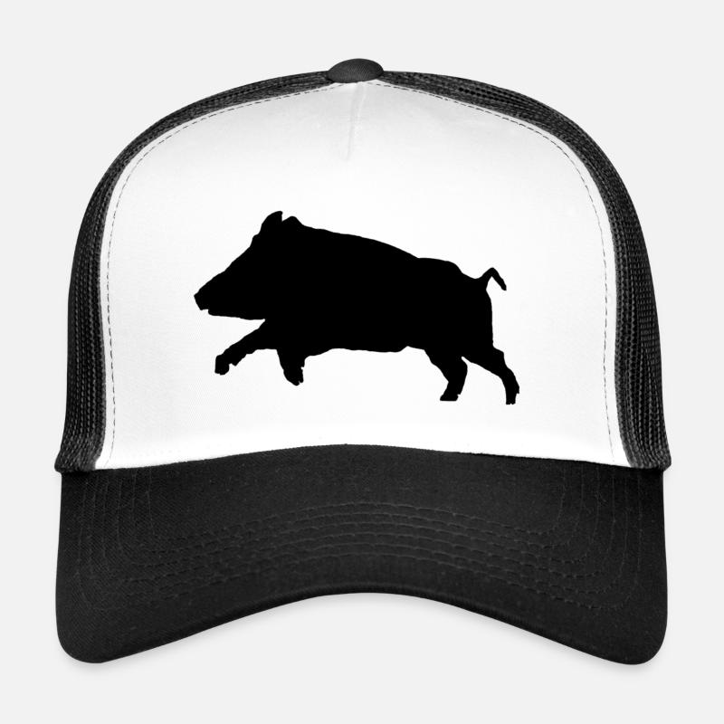 Tshirt sanglier personnalisable - Casquette trucker - blanc/noir