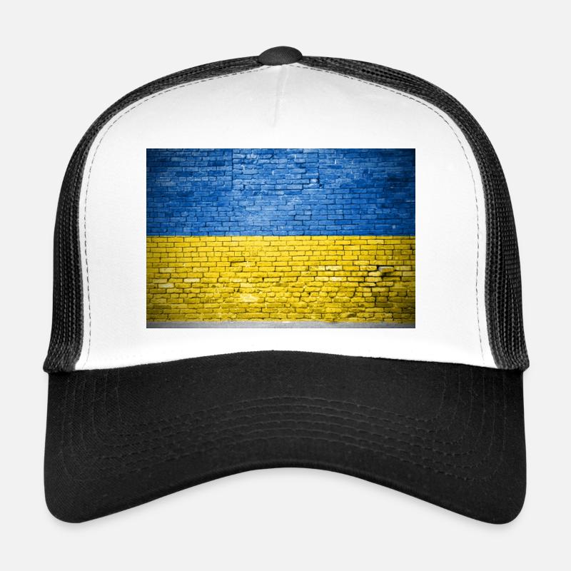 Affiche de graffiti drapeau Ukraine mur de briques Casquette trucker 