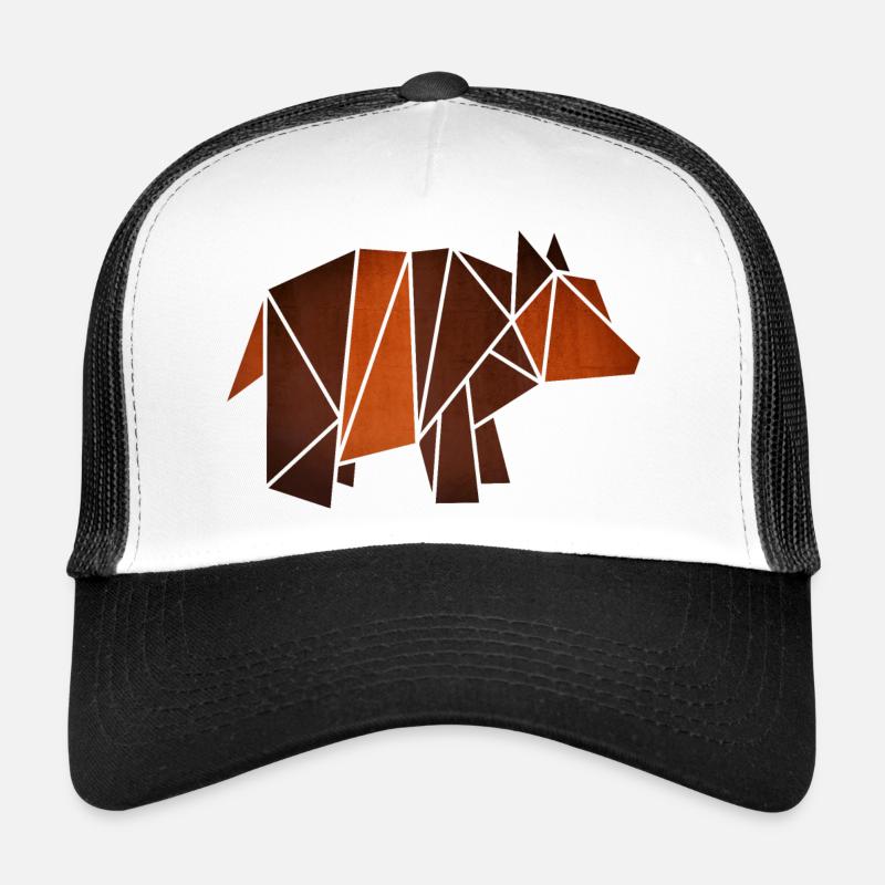 Origami: Bär (Pergament-Optik) - Trucker Cap - Weiß/Schwarz