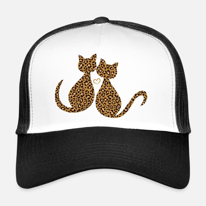 Leopard Leo Kätzchen Katzen Verliebt In Love - Trucker Cap - Weiß/Schwarz