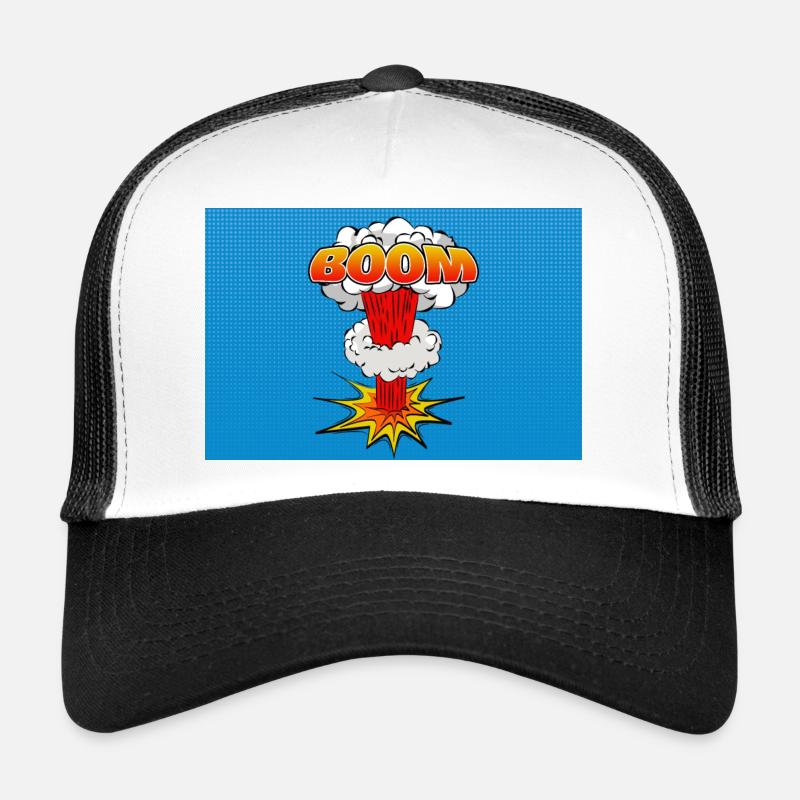 Boom Comic Explosion Lettering Symbol Poster - Trucker Cap - Weiß/Schwarz