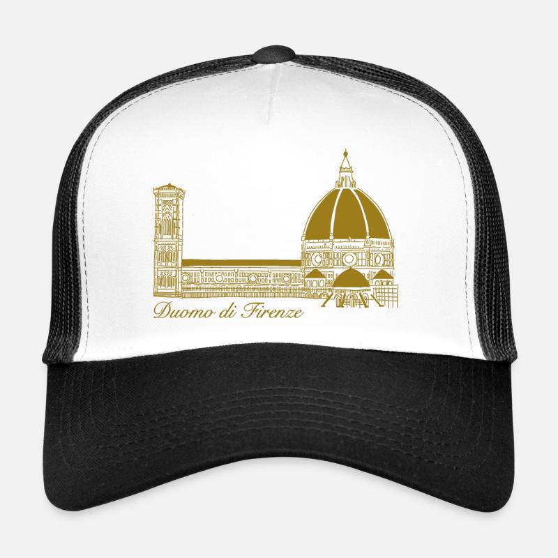 Cathédrale de Florence, dessinée à la main - Casquette trucker  - blanc/noir