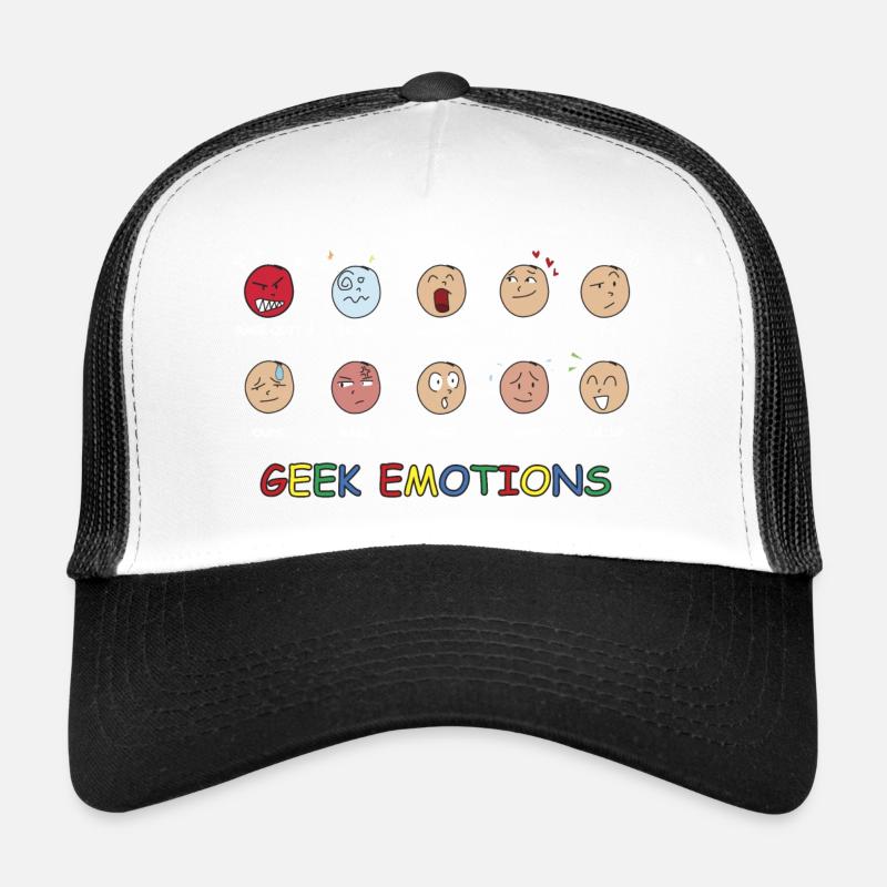GEEK EMOTIONS - WHITE Text Trucker Cap