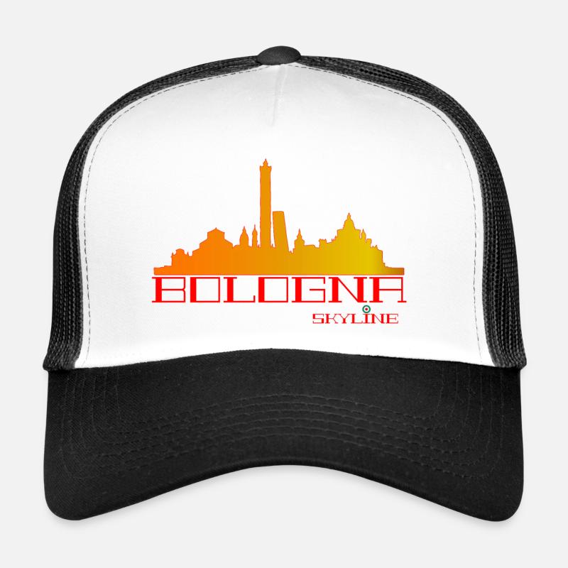 Bologna Skyline Orange-Rot - Trucker Cap - Weiß/Schwarz