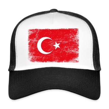 Drapeau turc pour les patriotes - Casquette trucker  - blanc/noir - Devant