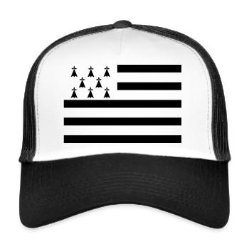 Drapeau breton - Bretagne - Casquette trucker  - blanc/noir - Devant