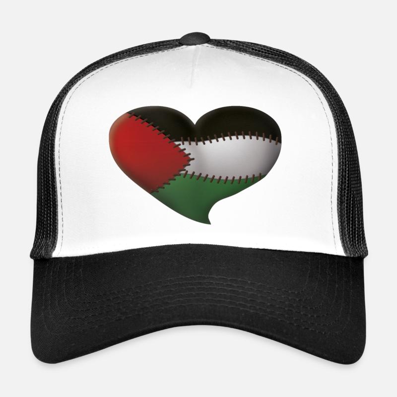 Palästina Herz - Trucker Cap - Weiß/Schwarz