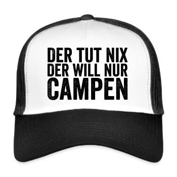 Camper Camping Campen Wohnwagen lustig - Trucker Cap - Weiß/Schwarz - Vorne