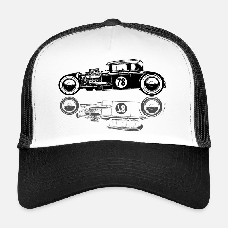 Hot Rod Old School Oldtimer Vintage - Trucker Cap - Weiß/Schwarz