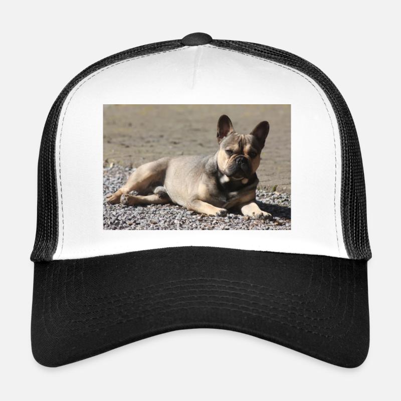 französische Bulldogge Devil kleiner Molosser - Trucker Cap - Weiß/Schwarz