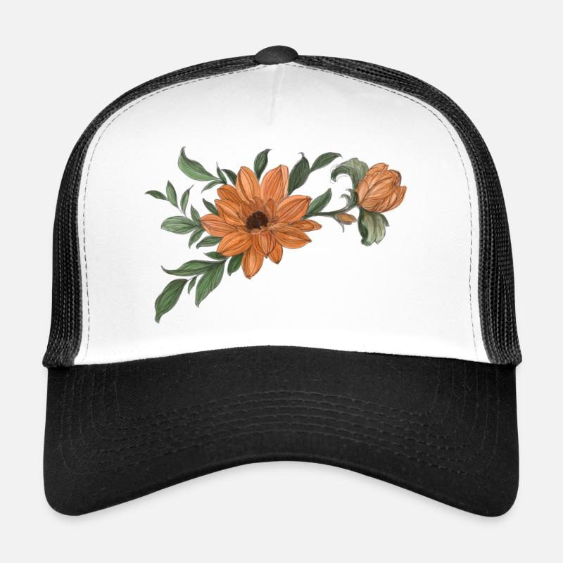Orange fleur avec bourgeon Casquette trucker 