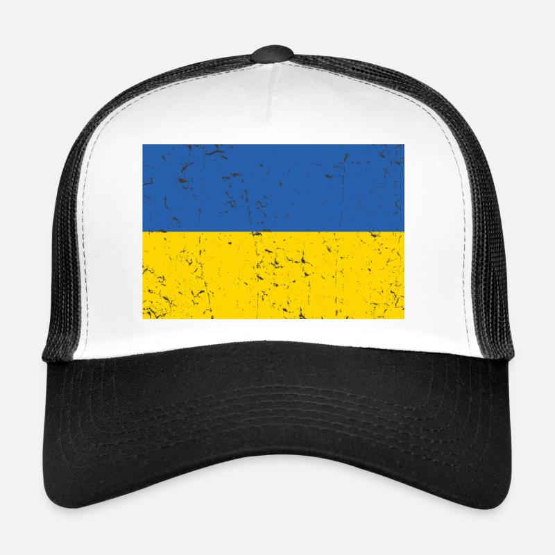 Ukraine Flagge Distressed Cool - Trucker Cap - Weiß/Schwarz