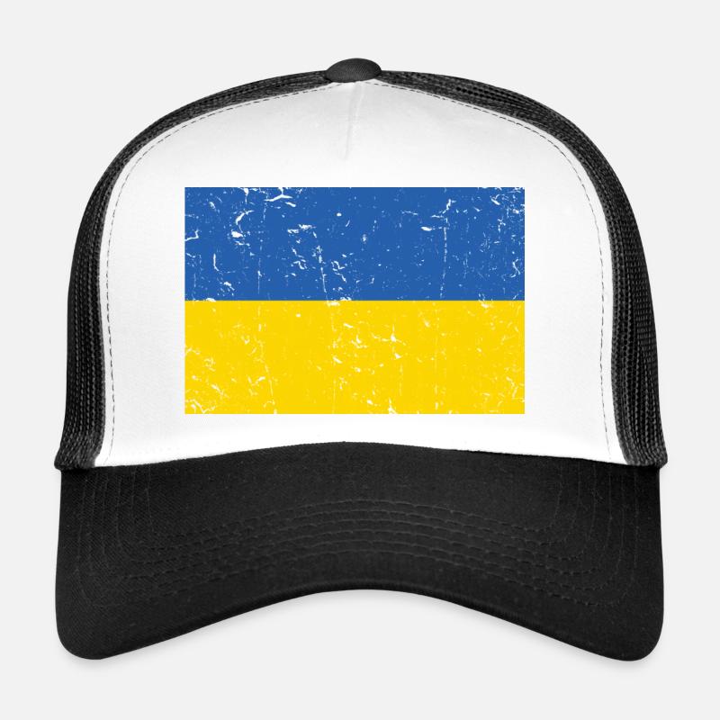 Ukraine Flag Distressed Trucker Cap