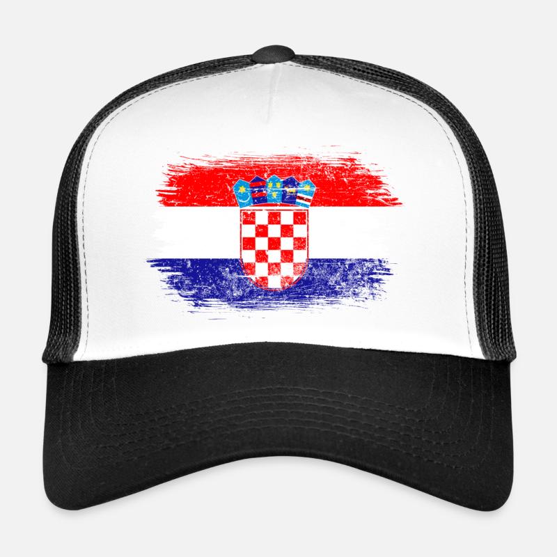Kroatien-Wappen-Kartenmontage - Trucker Cap - Weiß/Schwarz