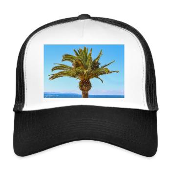 Palme in Ajaccio / Korsika. - Trucker Cap - Weiß/Schwarz - Vorne